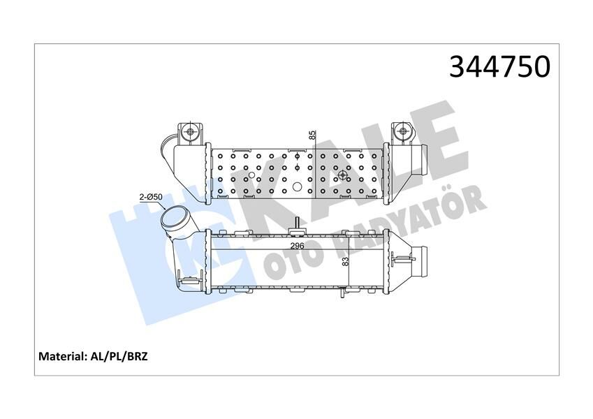 TURBO RADYATÖRÜ INTERCOOLER CADDY II-POLO-CORDOBA-IBIZA II-1.9 TDI 295x95x85 AL/PL/BRZ-KALE 344750-6K0145805