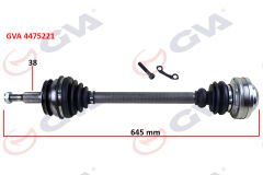 KOMPLE AKS SOL TRANSPORTER T5 1.9 TDI 03-11 645mm AXB-AXC-GVA 4475221-7H0407451JX-7H0407271AK-7H0407271E