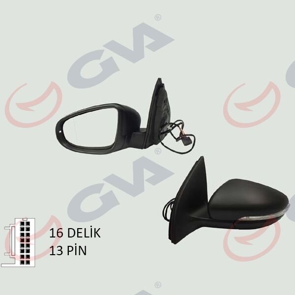 DIŞ DİKİZ AYNASI SOL GOLF 09 ELEKTRİKLİ ISITMALI SİNYALLİ ASFERİK 6 FİŞ VM-6197EHPAL-GVA-5K0857507AD