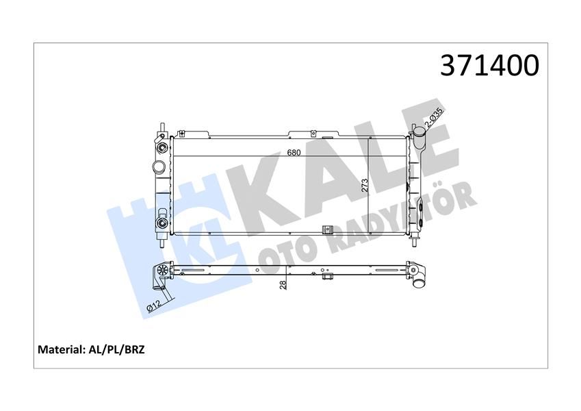 SU RADYATÖRÜ OPEL CORSA B-COMBO-TIGRA 1.2I 1.4I 1.6I 16V 93 AT AC BRAZING 680x273x28-KALE 371400-52459323-1300152-1300153-52459322