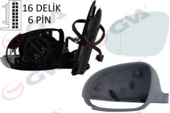 DIŞ DİKİZ AYNASI SOL GOLF 03 ELEKTRİKLİ ISITMALI SİNYALLİ ASTARLI ASFERİK 6 FİŞ VM-197EHPAL-GVA-1K1857507DC