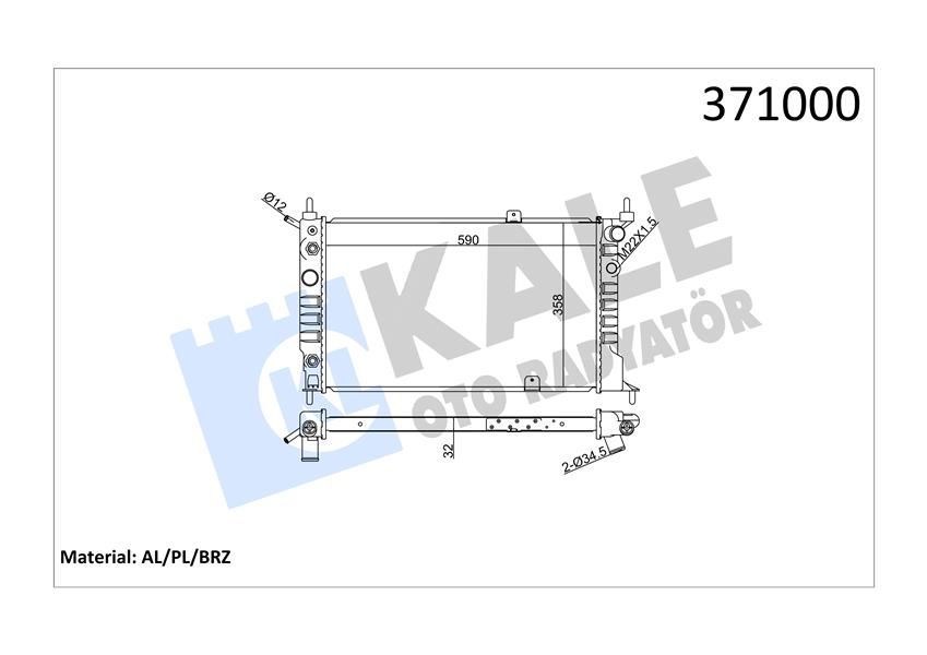 SU RADYATÖRÜ OPEL ASTRA F 1.4I 1.6I 1.8I 2.0I 91 AT AC BRAZING 590x358x32 1300148-KALE 371000-52459347-52459348-52455010-1300109