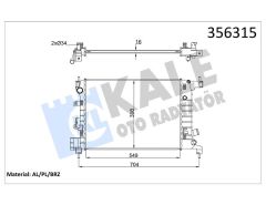 RADYATÖR CHEVROLET AVEO 1.2 1.4 11 MT 16MM AL/BRZ 549X398X16-KALE 356315-95316032-95460091