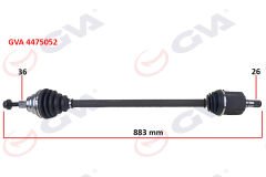 KOMPLE AKS SAĞ GOLF VI 1.6i AUTO. 08-13 883mm-GVA 4475052-1K0407272FS-1K0407452QX