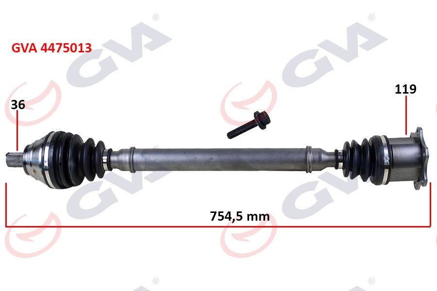 KOMPLE AKS SAĞ CADDY-GOLF5-JETTA-PASSAT 1.9-2.0 TDİ 03-09 754.5mm-GVA 4475013-1K0407272EG-1K0407272DQ-1K0407272QF
