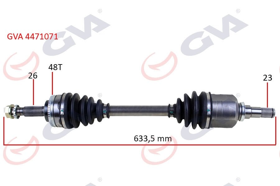 KOMPLE AKS SOL COROLLA E12 1.4 VVT-I 02-07 ABS Lİ 48DİŞ 633mm-GVA 4471071-4342002270