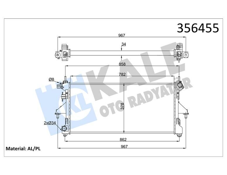 SU RADYATÖRÜ FIAT DUCATO 2.3D 06 MT MEKANİK 782x378x34 3062308080-KALE 356455-1349196080-1349207080-1362308080