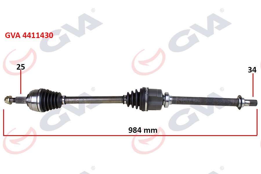KOMPLE AKS SAĞ RENAULT FLUENCE 09- MEGANE IV 1.5 DCİ 6 VİTES AUTO. 984mm-GVA 4411430-391009864R-391003813R
