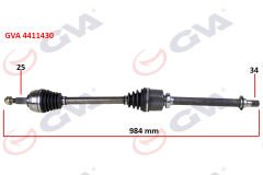 KOMPLE AKS SAĞ RENAULT FLUENCE 09- MEGANE IV 1.5 DCİ 6 VİTES AUTO. 984mm-GVA 4411430-391009864R-391003813R