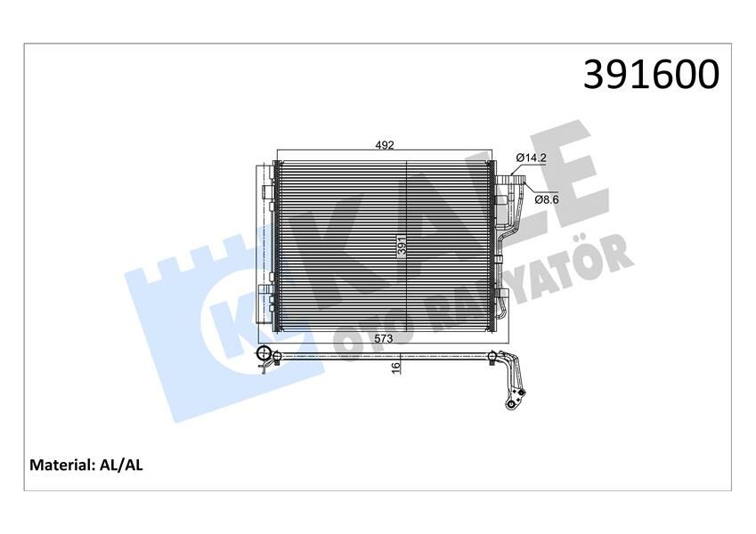 KLİMA KONDENSERİ HYUNDAI İ30-İ30 CW-KIA CEED-CEED SW-PRO CEED AL/AL 512x391x16-KALE 391600-976062H600-976062L600-976062L800