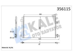 KONDENSER VOLKSWAGEN TRANSPORTER VI-MULTIVAN VI 2.0TDI 15 12V KURUTUCULU 12MM AL/BRZ 664X450.5X12-KALE-7E0820411F