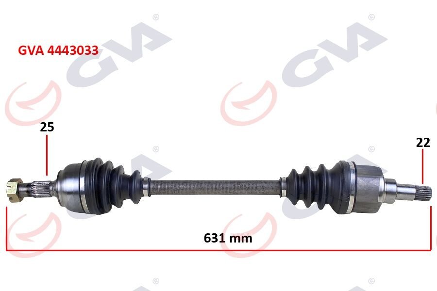 KOMPLE AKS SOL PEUGEOT 307 1.4i MAN. 00-07 631mm-GVA 4443033-9636786780-3272.5X-3272.6X