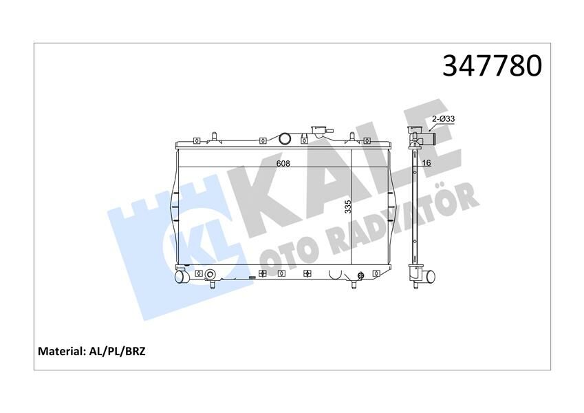 RADYATÖR BRAZİNG ACCENT 1.3-1.5 95-00 AC KLİMASIZ MEK 335x598x16-KALE 347780-2531022005-2531022A00