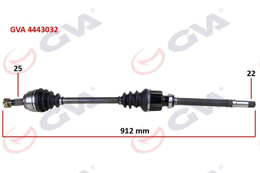 KOMPLE AKS SAĞ PEUGEOT 307 1.4i MAN. 00-07 912mm-GVA 4443032-9636786880-3273.AH-3273.AJ