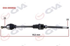 KOMPLE AKS SAĞ PEUGEOT 307 1.4i MAN. 00-07 912mm-GVA 4443032-9636786880-3273.AH-3273.AJ