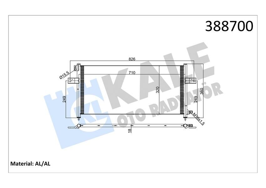KLİMA KONDENSERİ NISSAN PICKUP 2.4i-2.5D 98 AL/AL 710x328x20-KALE 388700-921103S401-92110VJ200