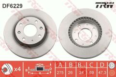 ÖN FREN AYNASI KIA CERATO 1.6-2.0 16V 04 1.5-2.0CRDI 04 275x26x4DLxHAVALI-TRW-517122F100