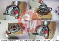 TURBO ŞARJ RENAULT MEGAN III 09 FLUENCE 09 LAGUNA III 07 15 SCENIC III 09 NISSAN JUKE 10 QASHQAI 07 15 DACIA DUSTER 10 1.5dCi 110 BG-GUA-7701479077-144113843R