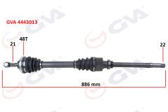 KOMPLE AKS SAĞ PEUGEOT 206 1.6i 98-06 TU5 ABS Lİ 48 DİŞ 886mm-GVA 4443013-3273.3L-9630767280