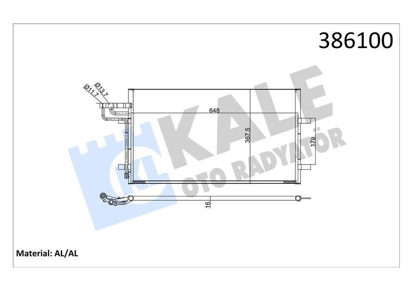 KLİMA RADYATORU KONDENSERİ FOCUS CMAX 03-07 1.6-1.8-2.0-1.6TDCI-1.8TDCI-2.0TDCI 628x371x16-KALE 386100-3M5H19710CC-1234248-1335552-1516838