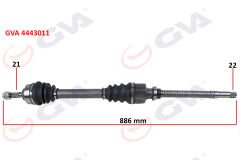 KOMPLE AKS SAĞ PEUGEOT 206 1.4-1.6 TU5 98-06 886mm-GVA 4443011-3273.3X-3273.3Y-3273.CR