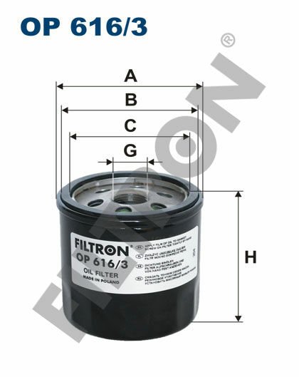 YAĞ FİLTRESİ VW JETTA IV 162 1.2 TSI 105HP 01/11--FILTRON OP616.3-04E115561
