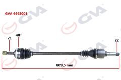 KOMPLE AKS SAĞ PEUGEOT 106 II 1.4i 96-02 ABS Lİ 48DİŞ 809mm-GVA 4443001-3273.7H