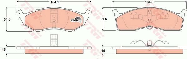 ÖN BALATA B.Y TİP CHRYSLER 300M 2.7 3.5 98-04 VOYAGER 95-01 STRATUS 95-99 CONCORDE-TRW-4762682-4773264-5014438AA