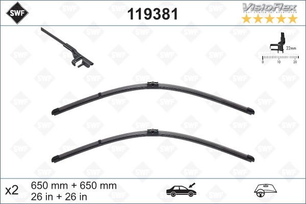 SILECEK SUPURGESI TAKIMI 650mm / 650mm MERCEDES C219 W211 S211 . PORSCHE CAYENNE . VW TOUAREG SWF-VALEO-A2118201345-7L0998002