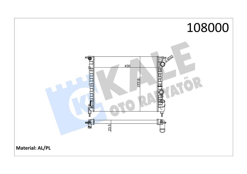 RADYATÖR NORMAL R19 1400cc-1.6 KARBÜRATÖRLÜ 2 SIRA AL PL SİSTEM-KALE 0507072AL-7702253878-7700784038