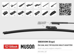 SİLECEK SÜPÜRGESİ MUZ TİPİ 650mm A. BC.C2.D VE U TİPİ KOLLAR ICIN MULTİ ADAPTORLÜ-SILBAK SBE650M