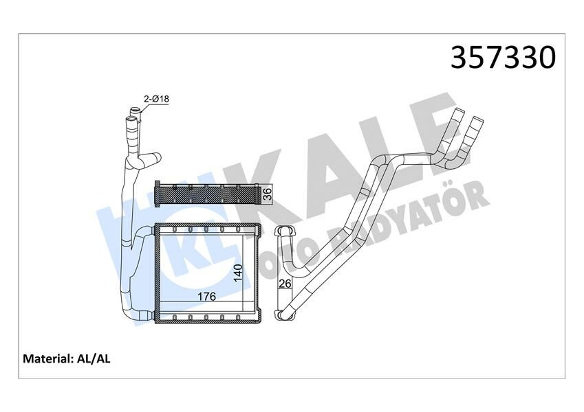 KALORİFER RADYATORU FORD FIESTA VII 17 HEATER CORE-KALE 357330-H1B118B539AA