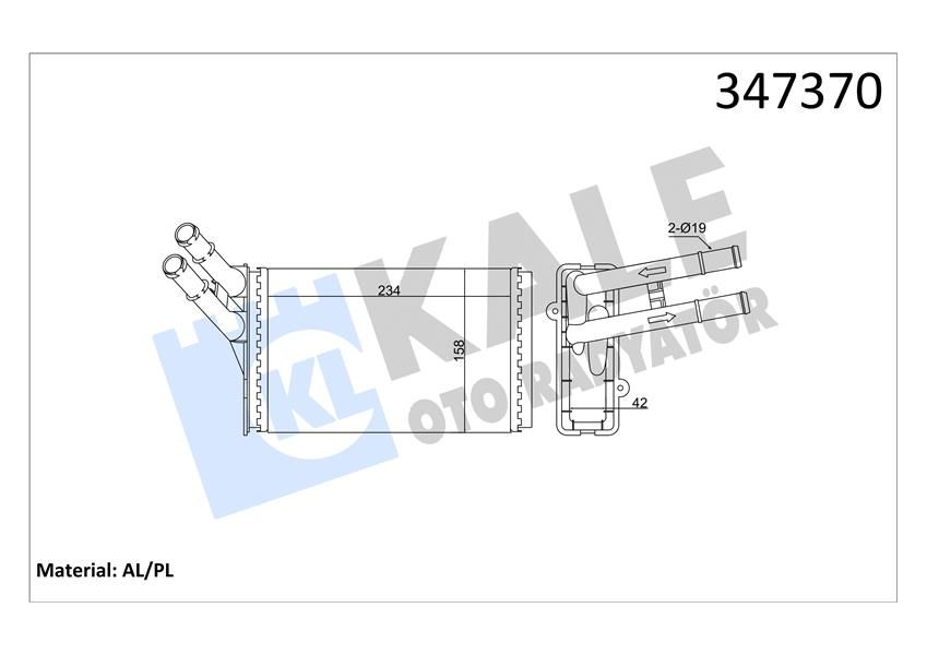 KALORİFER RADYATÖRÜ PASSAT A4 SUPERB 97- 00-KALE 347370-8D1819030B-8D1819031A-8D1819031B
