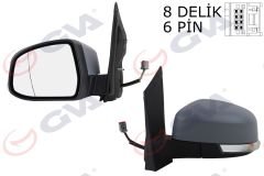 DIŞ DİKİZ AYNASI SOL FOCUS 08 ELEKTRİKLİ ISITMALI SİNYALLİ ASTARLI ASFERİK 6 FİŞ VM-6304EHPAL-GVA-8M5117683YF-8M5117683YC-1728324