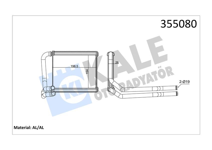 KALORİFER RADYATÖRÜ HYUNDAI ACCENT BLUE 11 120X194X26 OTO.-MEK.-KALE 355080-971381R000