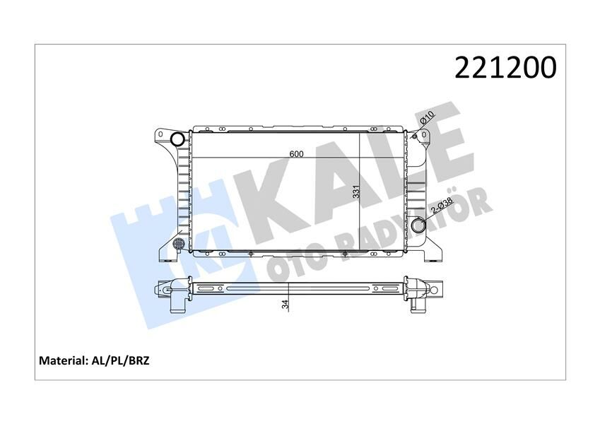 MOTOR SU RADYATORU TRANSIT T12 T15 92 98 1 SIRA ALB KISA TIP OLCU 600 331 34-KALE 0206151AB-92VT8005A1A-92VT8005AA