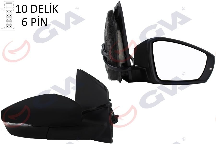 DIŞ DİKİZ AYNASI SAĞ POLO 09 ELEKTRİKLİ ISITMALI SİNYALLİ ASFERİK 6 FİŞ VM-388NEHR-GVA-6R1857508K-6R1857508M