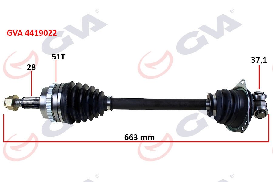 KOMPLE AKS SOL MASTER 2 2.5 DCİ 98-10 ABS Lİ 51DİŞ 663mm-GVA 4419022-8200485578-8200178624
