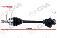 KOMPLE AKS SOL MASTER 2 2.5 DCİ 98-10 ABS Lİ 51DİŞ 663mm-GVA 4419022-8200485578-8200178624