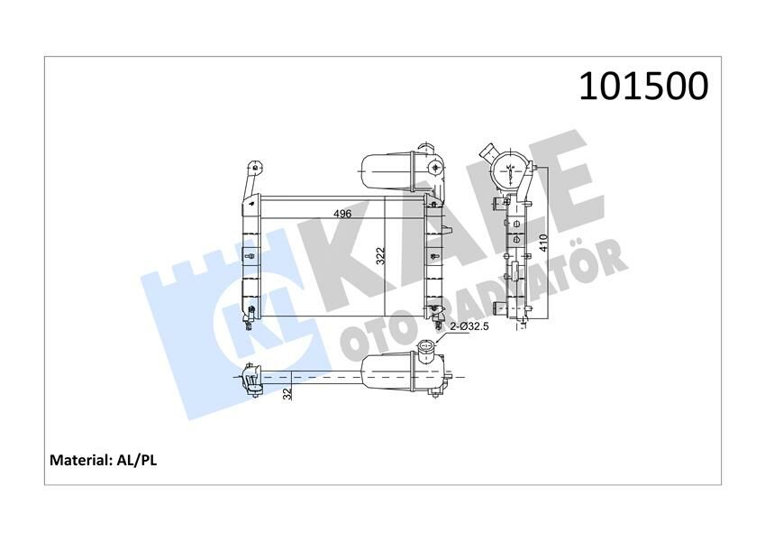 RADYATÖR TMPR-TIPO MEK KLİMASIZ 496x322x23 2 SIRA AL PL SİSTEM-KALE 0108112AL-7732873-7632018-46425435