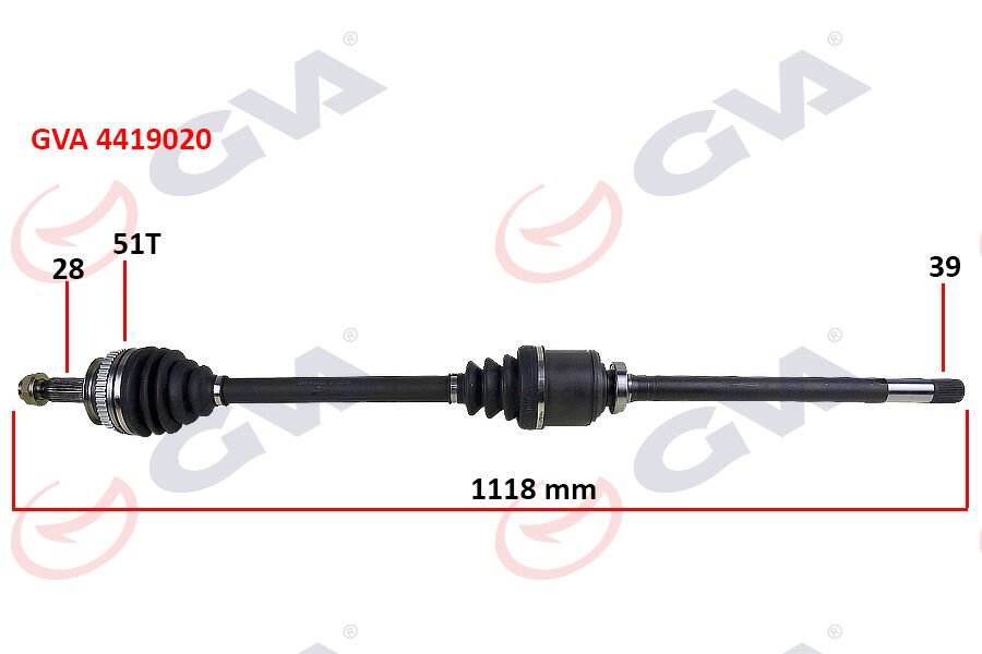 KOMPLE AKS SAĞ MASTER-MOVANO II 2.5D 98-10 ABS Lİ 51DİŞ 1118mm-GVA 4419020-7700102980-8200052426-8200169281