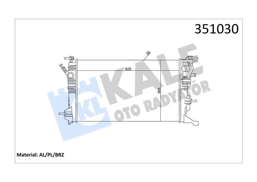 RADYATÖR MGN III 09 SCENIC III 09 1.5DCI-1.4TCE MEK AC KLİMASIZ 630x378x26-KALE 351030-214100002R-214105150R-214105378R
