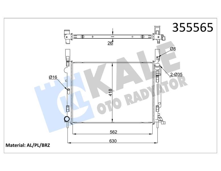 RADYATÖR BRAZING RENAULT KANGOO-GRAND KANGOO RADYATÖR-KALE 355565-8200418329