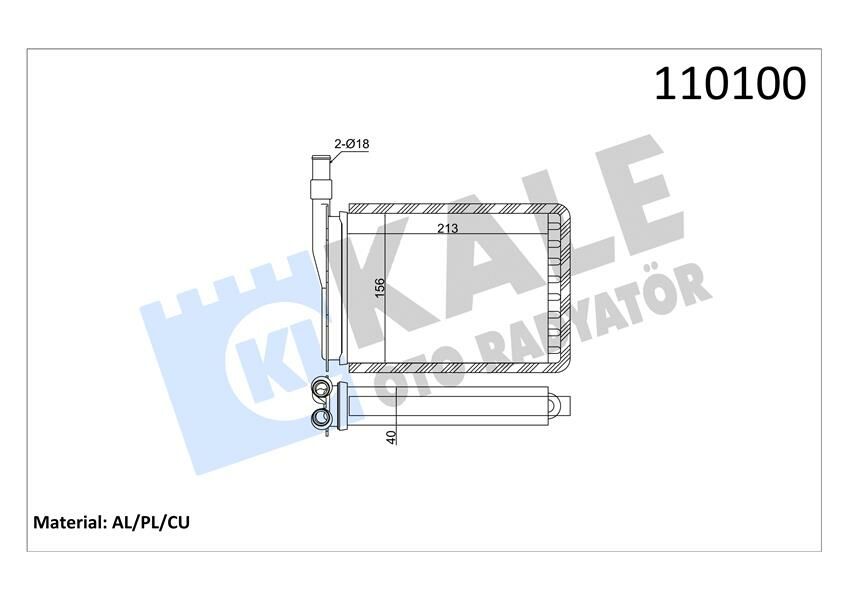 KALORİFER RADYATÖRÜ R9-R11-EXP 212x156 BAKIR/PLASTİK 2 SIRA CU PL SİSTEM-KALE 0581842AL-7701027078