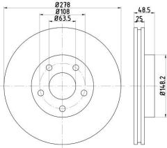 ÖN FREN AYNASI ADET FOCUS 04-12 CMAX 07-10 S40 06-10 C30 10-12 C70 06-13 V50 05-12 278x25x5DLxHVLI-FRENDI 13554-AV611125BB-7M511125BB-1520297