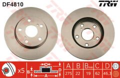 ÖN FREN AYNASI COROLLA -AURIS 1.4 VVTI-1.6-1.6 07 275x22x5DLxHAVALI-TRW-4351212670