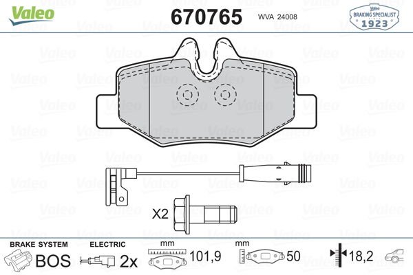 FREN BALATASI ARKA MERCEDES VITO W639 03-VALEO 670765-A0064204420