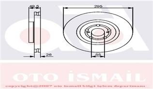 ÖN FREN AYNASI ADET AVENSIS 2.2- 03 COROLLA VERSO 1.6-1.8-2.0D-2.2D 04 295x26x5DLxHAVALI-TRW-435120F010-4351205080