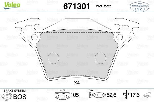 FREN BALATASI ARKA MERCEDES VITO W638 96 03-VALEO 671301-A0034200220