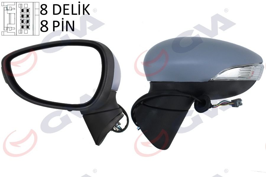 DIŞ DİKİZ AYNASI SOL FIESTA 08 14 ELEKTRİKLİ ISITMALI SİNYALLİ KONVEKS 8 FİŞ VM-6313EBL-GVA-C1BB 17683 DB-1542172-1594585